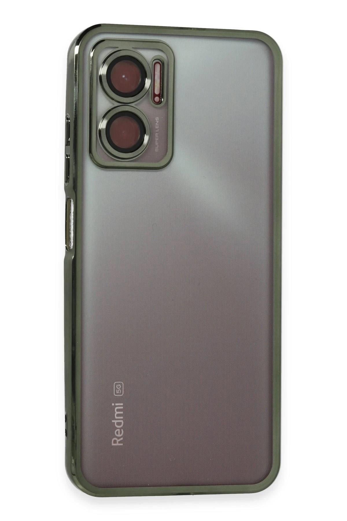 Mey İthalat®   Redmi 10 5G Kılıf  Lensli Silikon - Yeşil
