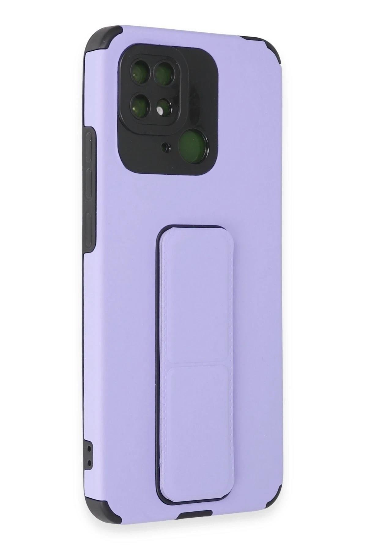 Mey İthalat®   Redmi 10C Kılıf Mega Standlı Silikon - Lila