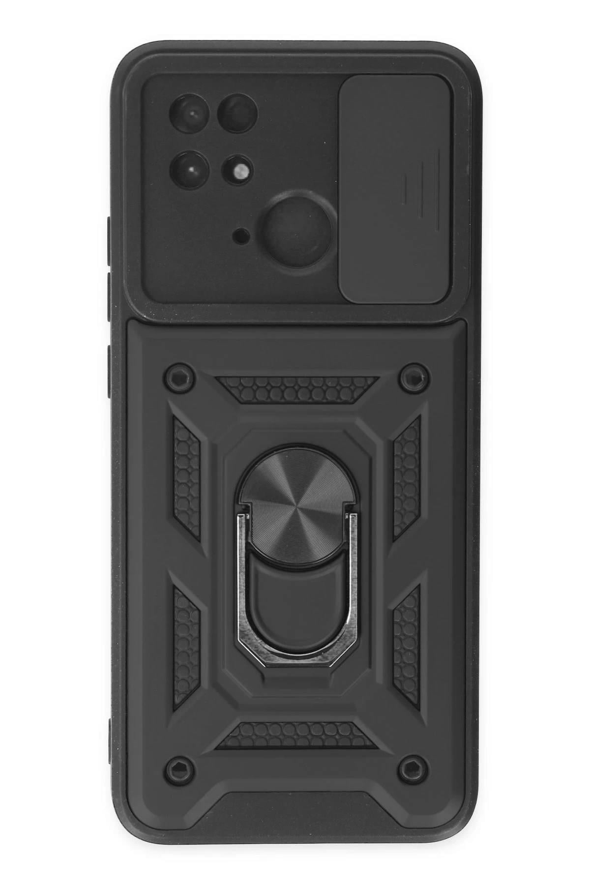 Mey İthalat®   Redmi 10C Kılıf Pars Lens Yüzüklü Silikon - Siyah