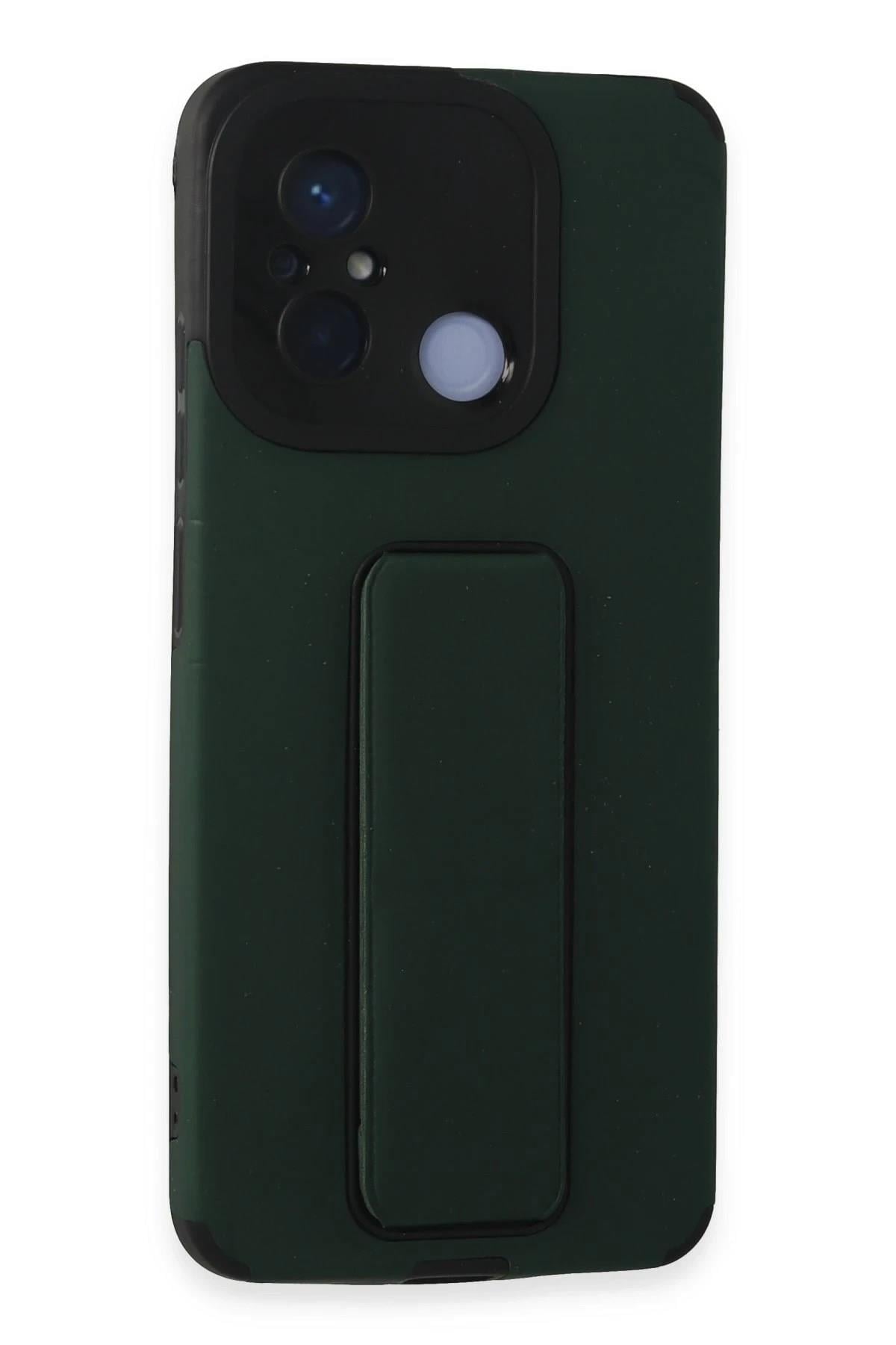 Mey İthalat®   Redmi 12C Kılıf Mega Standlı Silikon - Yeşil