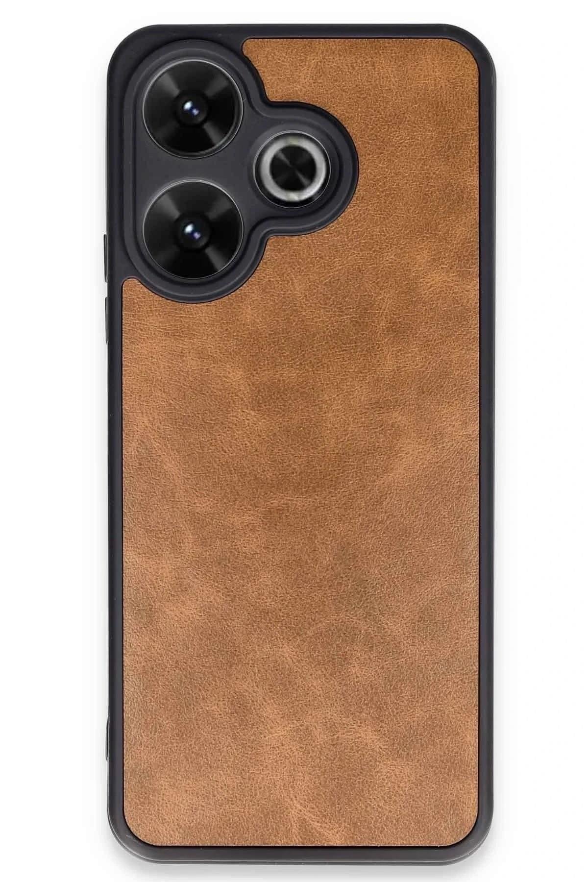 Mey İthalat®   Redmi 13 4G Kılıf Aras Deri Kapak - Taba