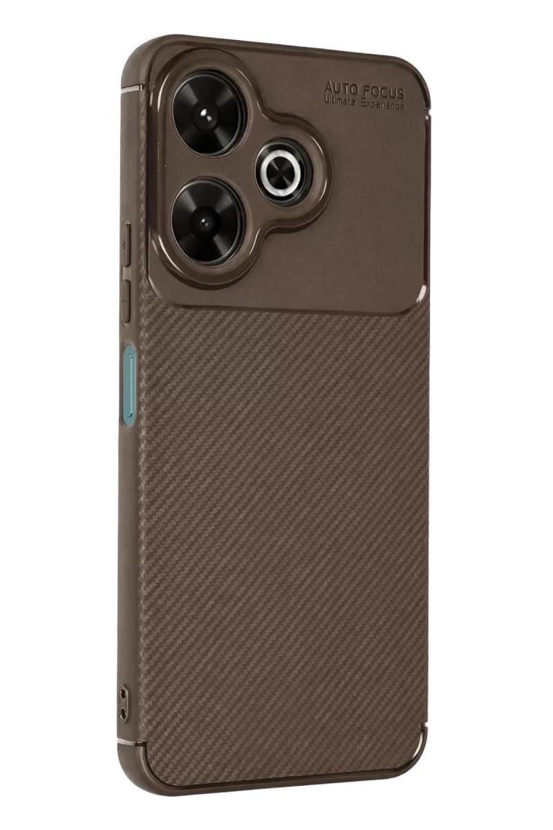 Mey İthalat®   Redmi 13 4G Kılıf Auto Focus Karbon Kapak - Kahverengi