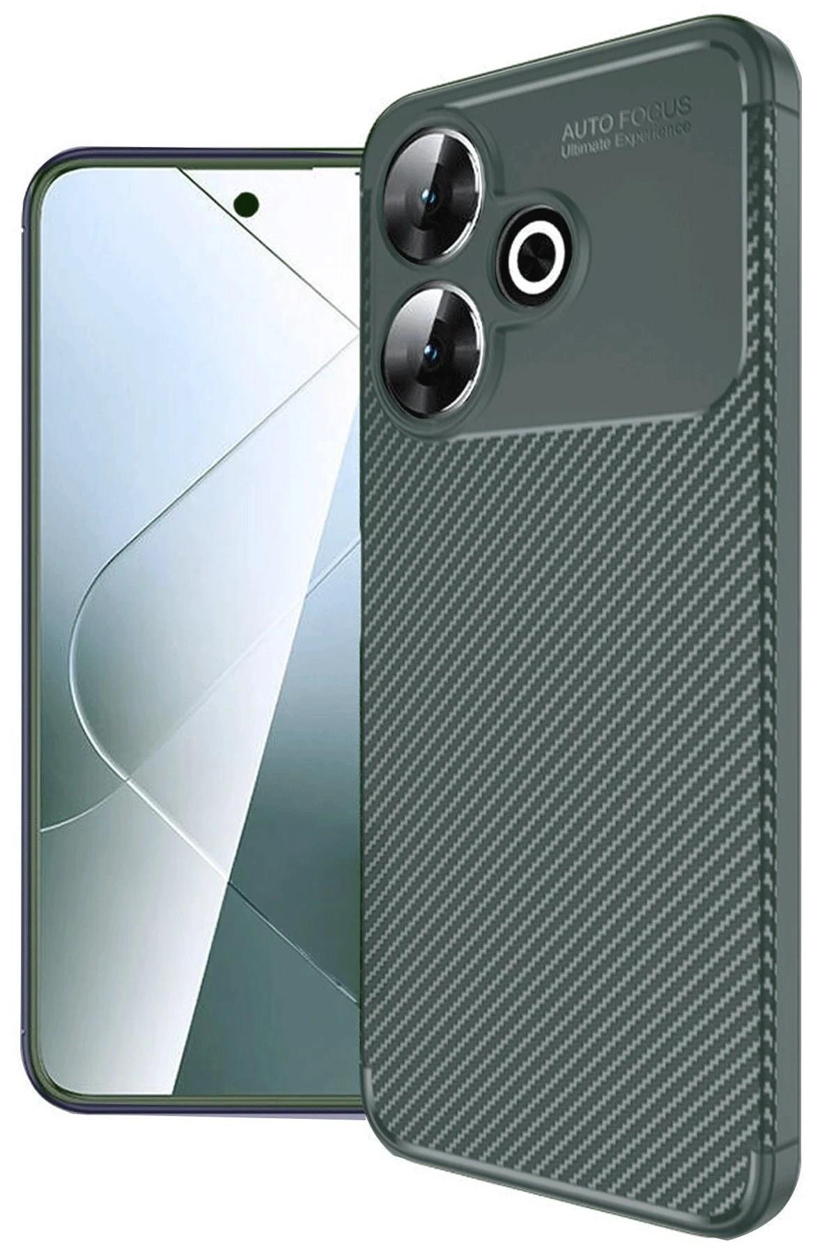 Mey İthalat®   Redmi 13 4G Kılıf Auto Focus Karbon Kapak - Koyu Yeşil