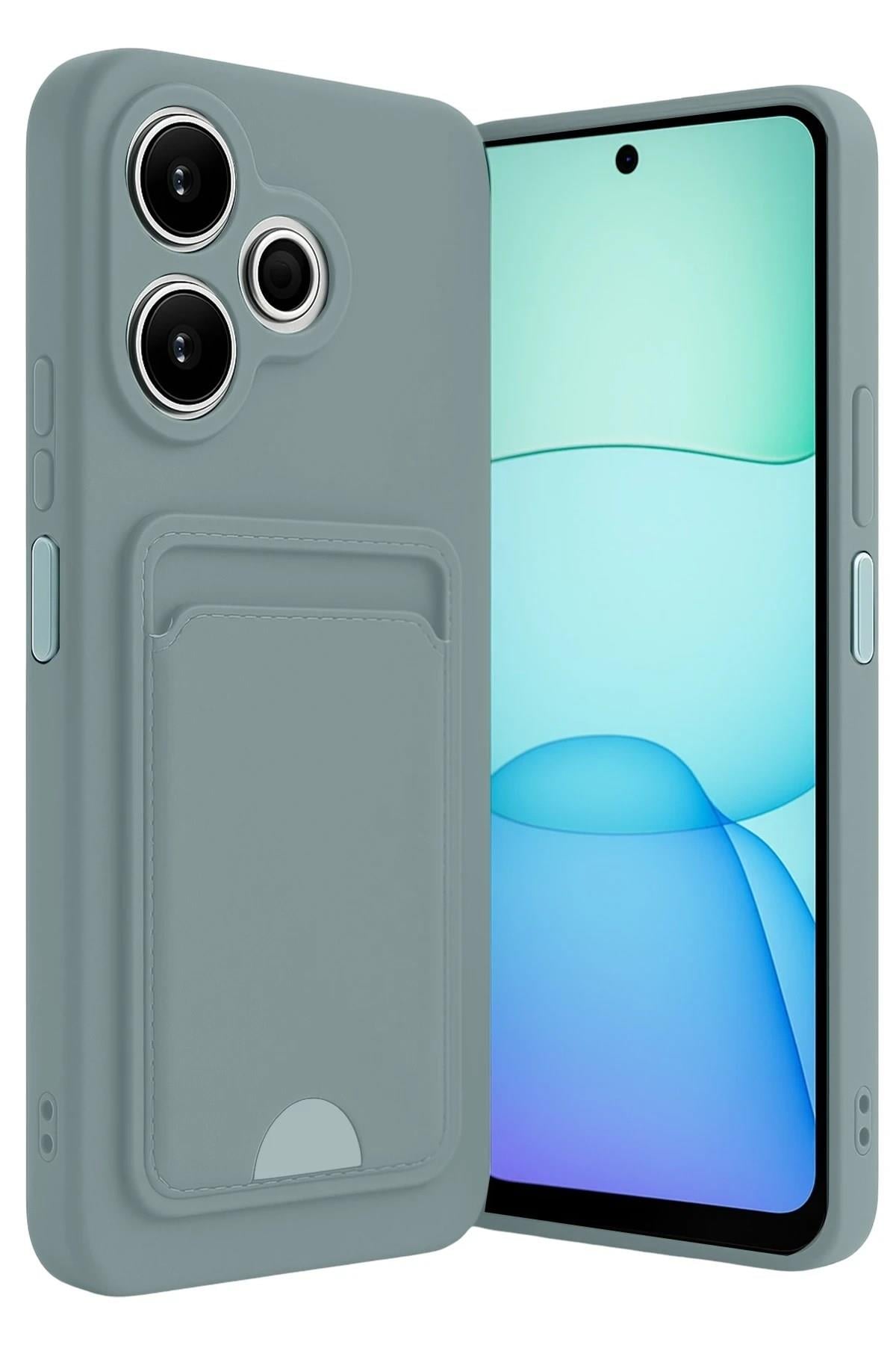 Mey İthalat®   Redmi 13 4G Kılıf Kelvin Kartvizitli Silikon - Açık Yeşil