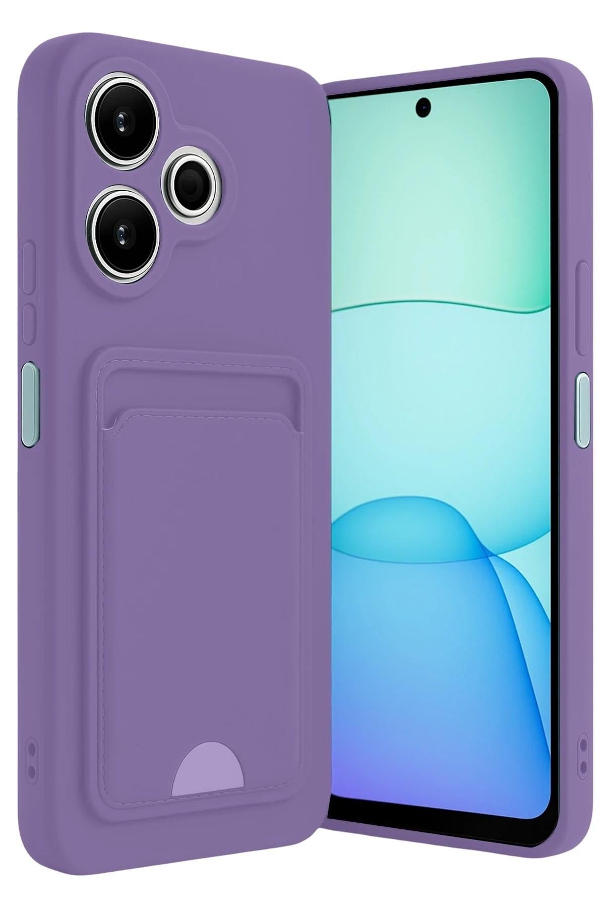 Mey İthalat®   Redmi 13 4G Kılıf Kelvin Kartvizitli Silikon - Lila