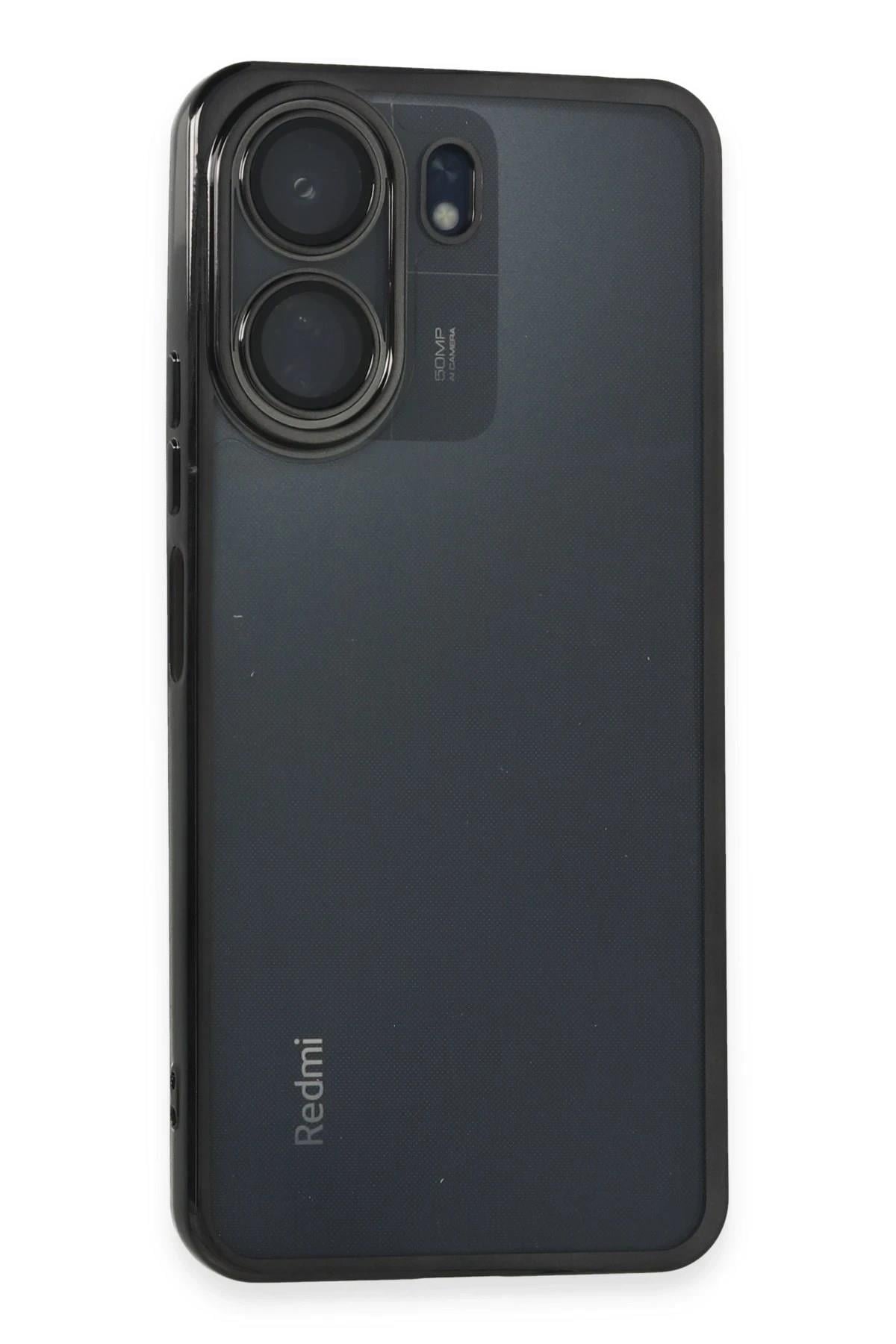 Mey İthalat®   Redmi 13C Kılıf  Lensli Silikon - Siyah