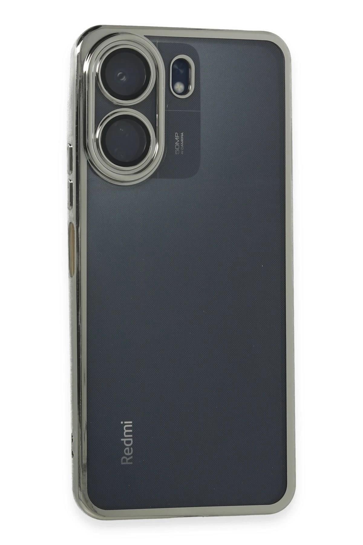 Mey İthalat®   Redmi 13C Kılıf  Lensli Silikon - Gümüş