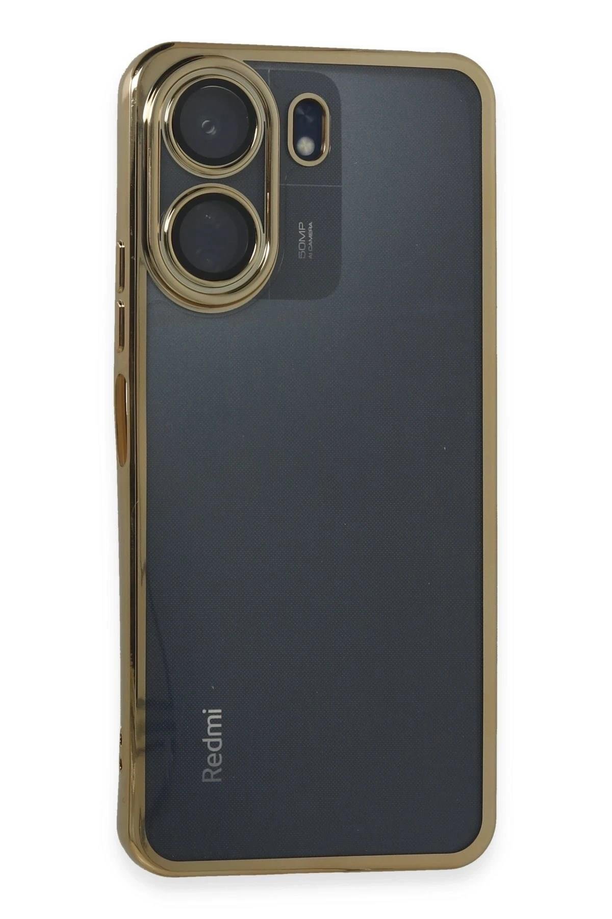 Mey İthalat®   Redmi 13C Kılıf  Lensli Silikon - Gold