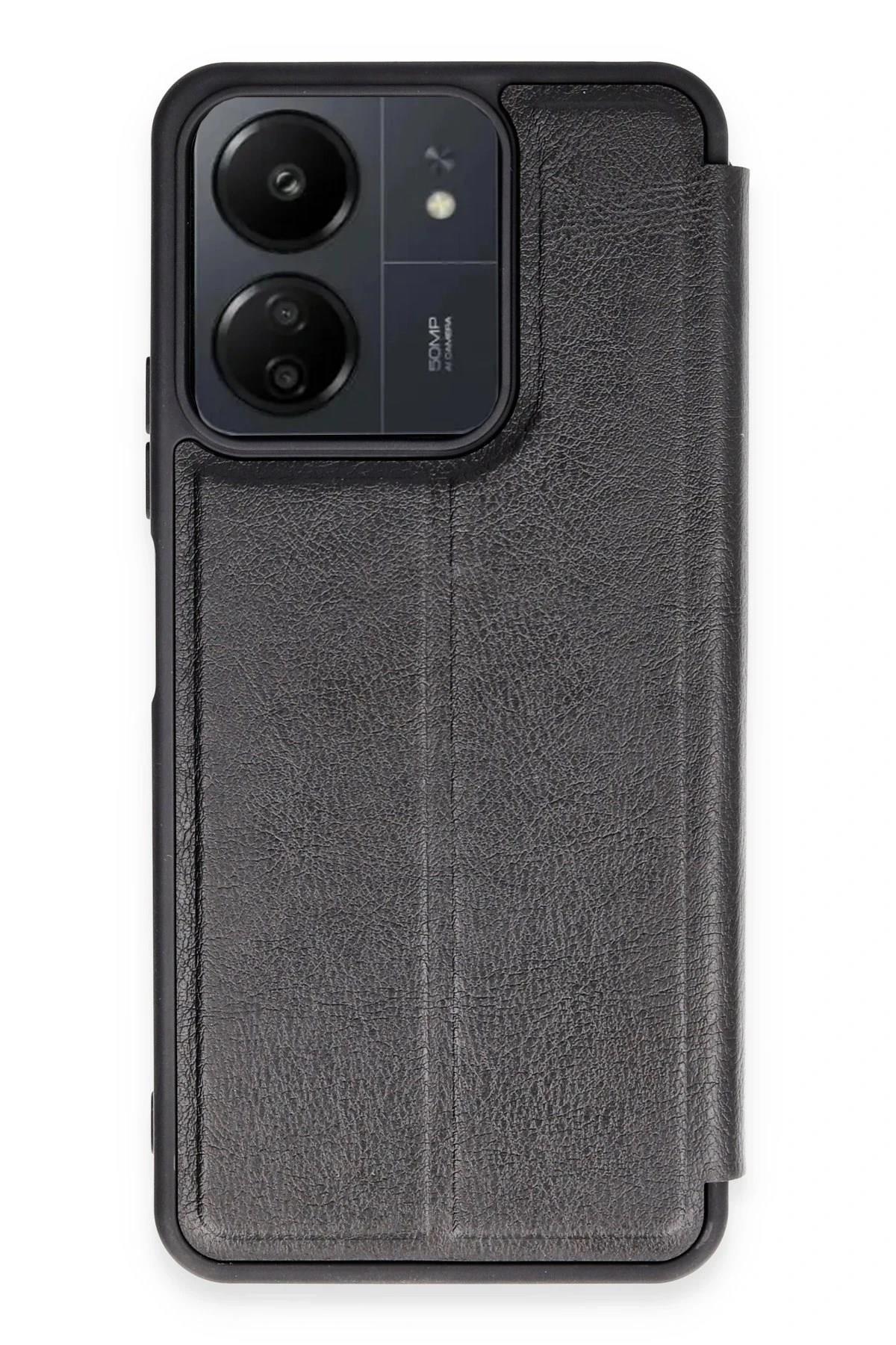 Mey İthalat®   Redmi 13C Kılıf Flip Cover - Siyah