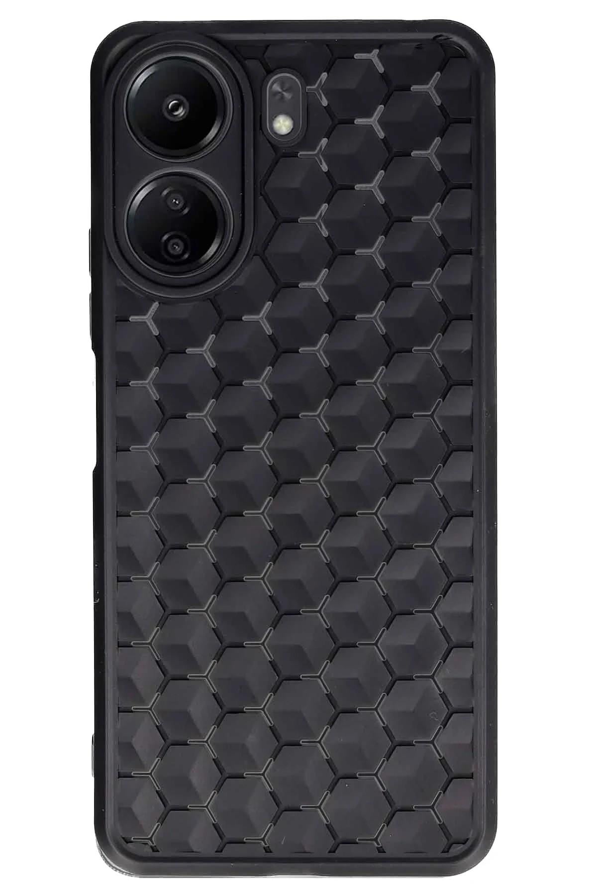 Mey İthalat®   Redmi 13C Kılıf Petek Silikon Kapak - Siyah