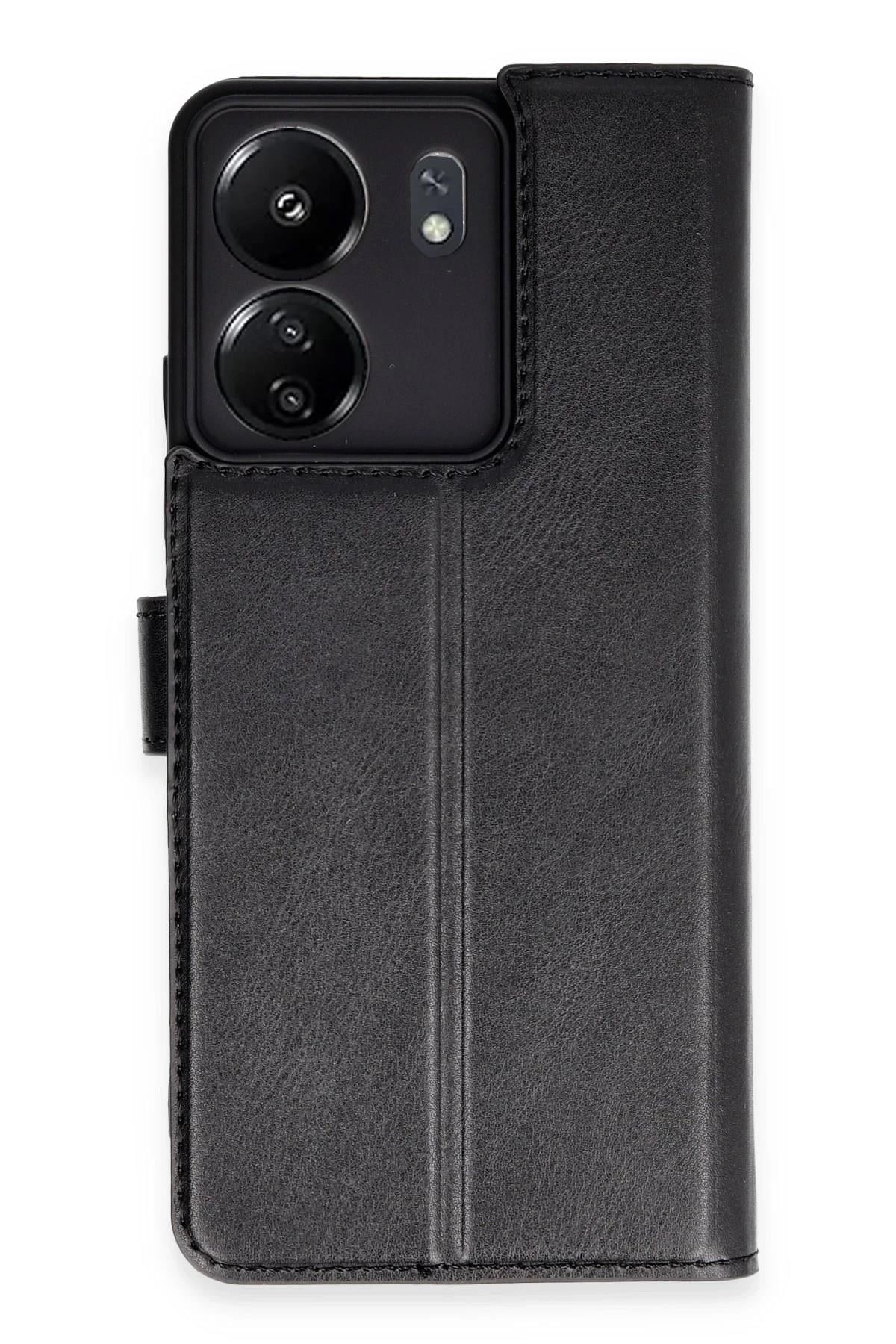 Mey İthalat®   Redmi 13C Kılıf Trend S Plus Kapaklı Kılıf - Siyah