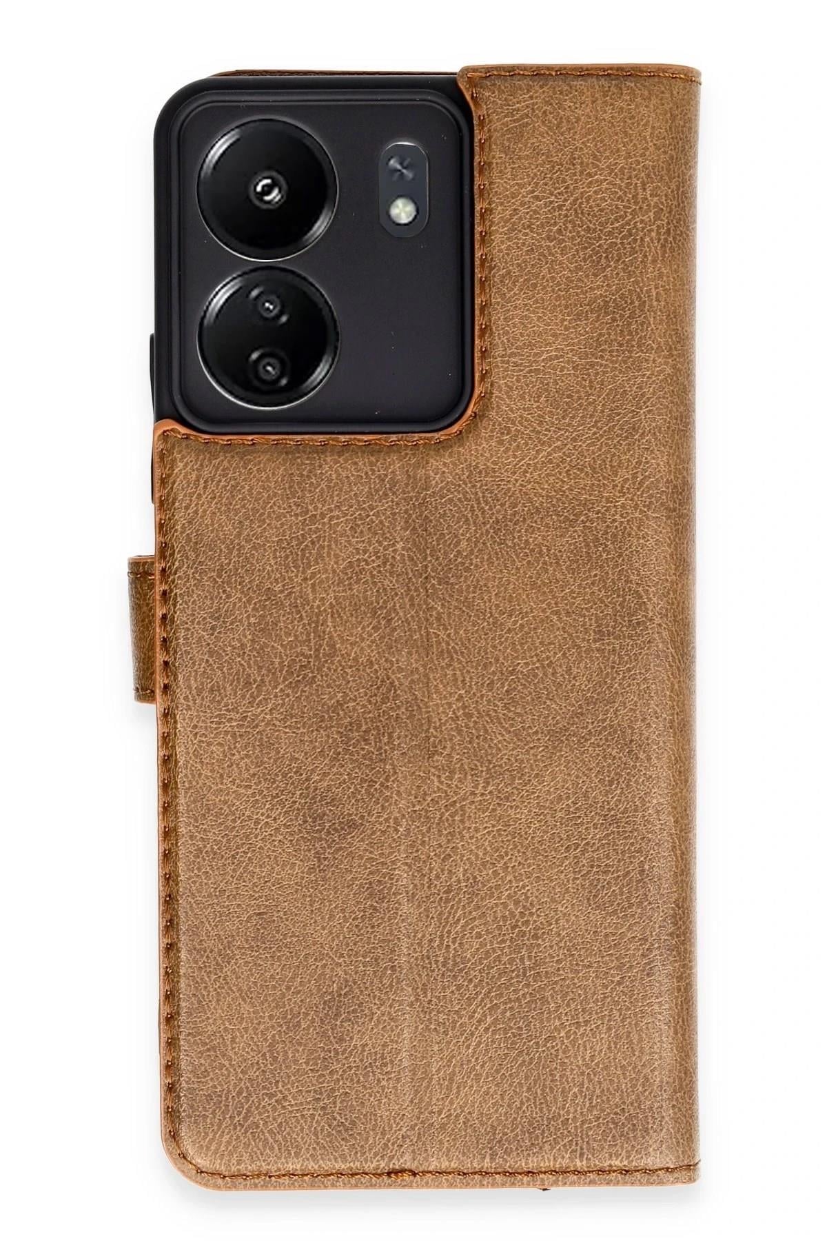 Mey İthalat®   Redmi 13C Kılıf Trend S Plus Kapaklı Kılıf - Taba