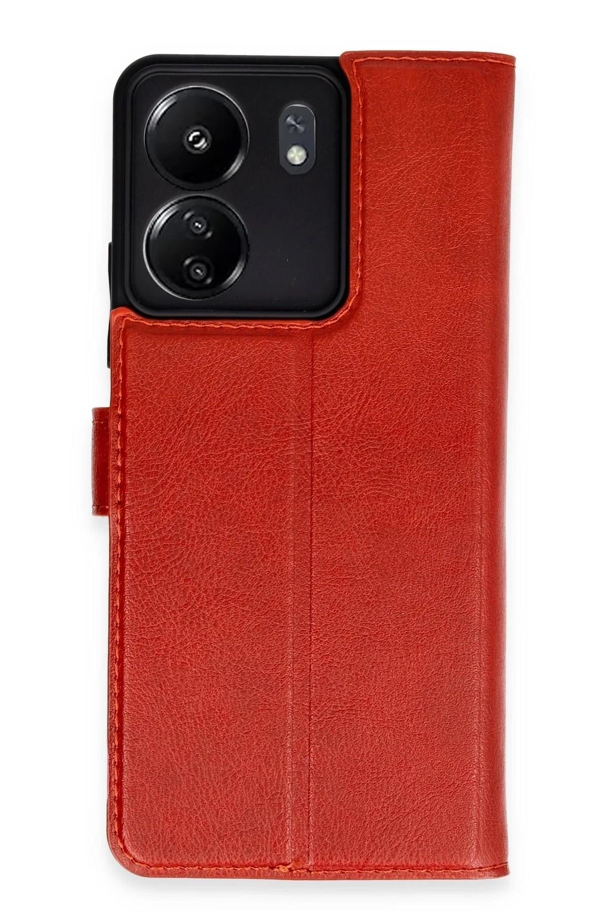 Mey İthalat®   Redmi 13C Kılıf Trend S Plus Kapaklı Kılıf - Kırmızı