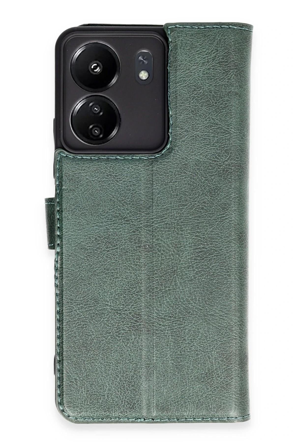 Mey İthalat®   Redmi 13C Kılıf Trend S Plus Kapaklı Kılıf - Yeşil