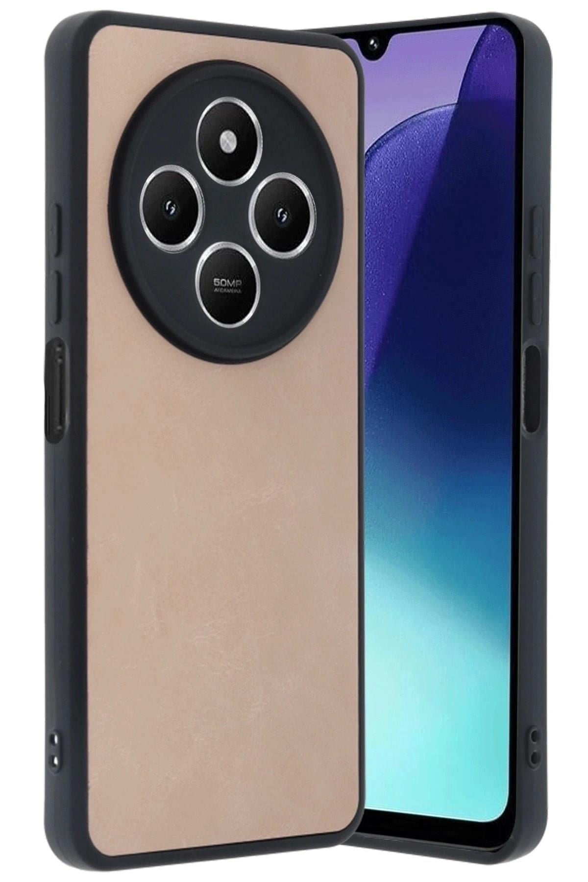 Mey İthalat®   Redmi 14C Kılıf Aras Deri Kapak - Pudra