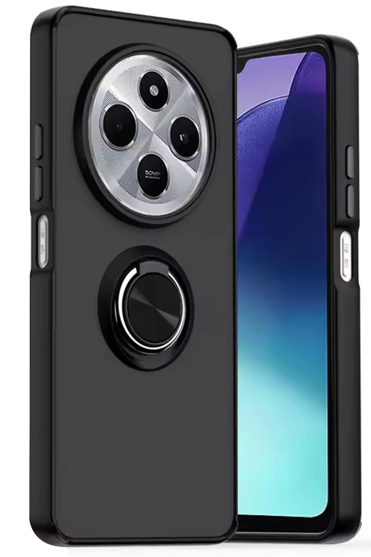 Mey İthalat®   Redmi 14C Kılıf Montreal Yüzüklü Silikon Kapak - Siyah
