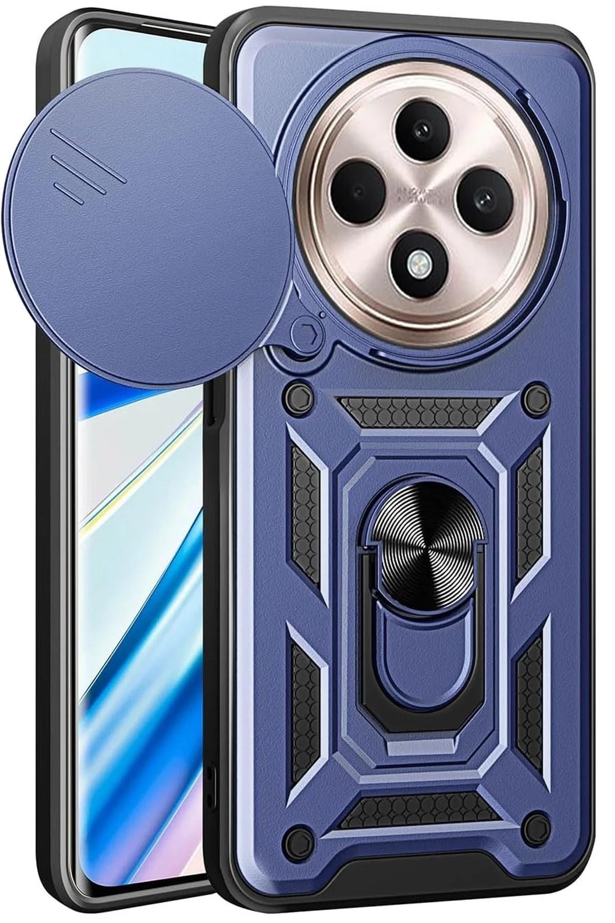 Mey İthalat®   Redmi 14C Kılıf Pars Lens Yüzüklü Silikon - Lacivert