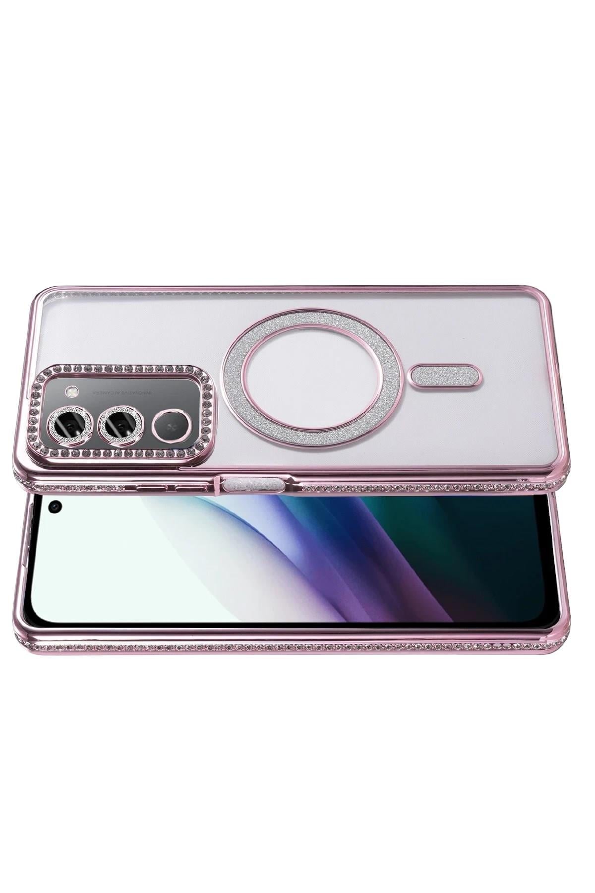 Mey İthalat®   Redmi 15 4G Joke Simli Magneticsafe Kılıf - Pembe