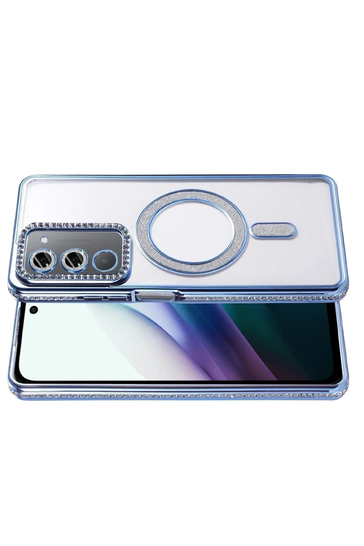 Mey İthalat®   Redmi 15 4G Joke Simli Magneticsafe Kılıf - Mavi