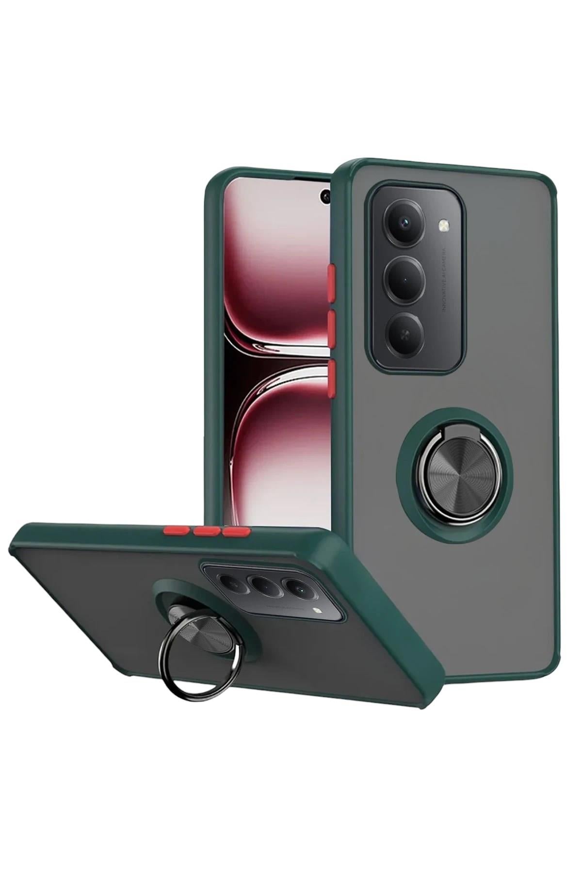 Mey İthalat®   Redmi 15 4G Montreal Yüzüklü Silikon Kapak - Yeşil