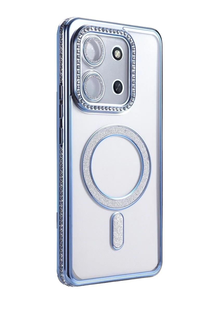 Mey İthalat®   Redmi 15C 4G Joke Simli Magneticsafe Kılıf - Mavi