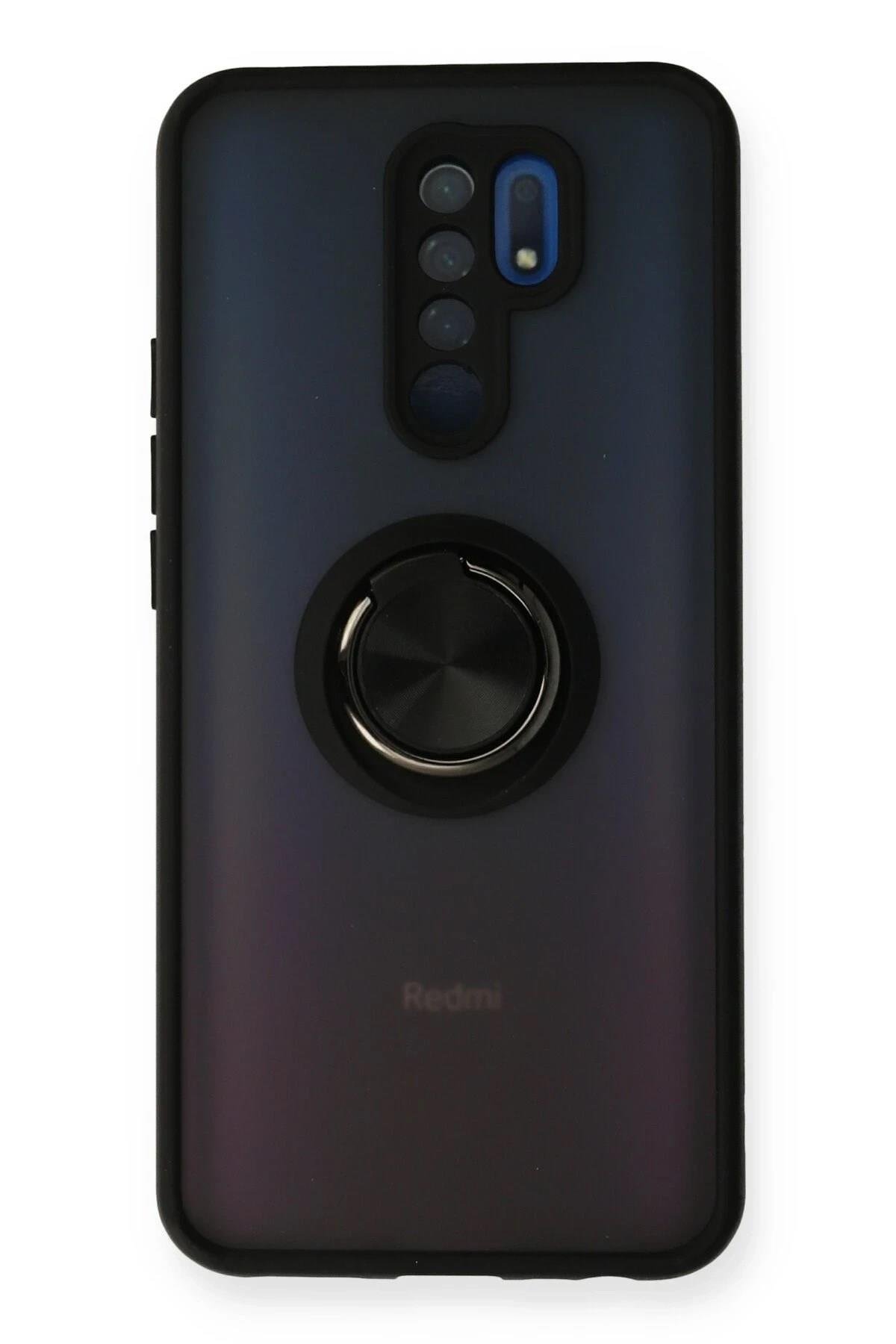 Mey İthalat®   Redmi 9 Kılıf Montreal Yüzüklü Silikon Kapak - Siyah