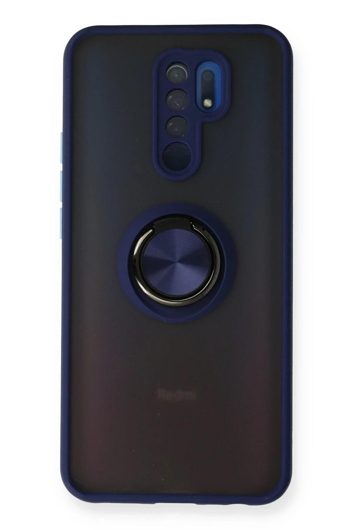 Mey İthalat®   Redmi 9 Kılıf Montreal Yüzüklü Silikon Kapak - Lacivert