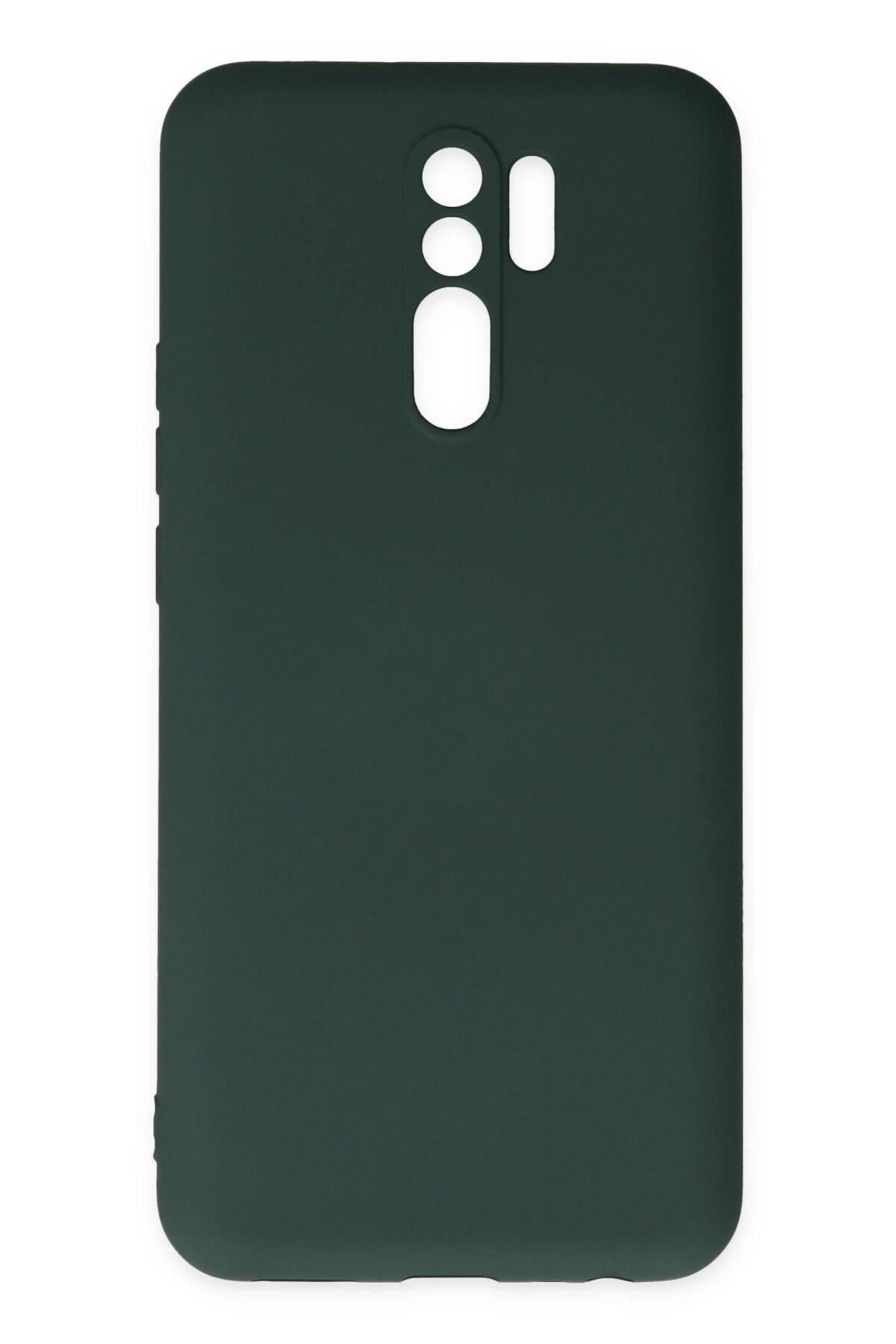 Mey İthalat®   Redmi 9 Kılıf Nano içi Kadife Silikon - Koyu Yeşil