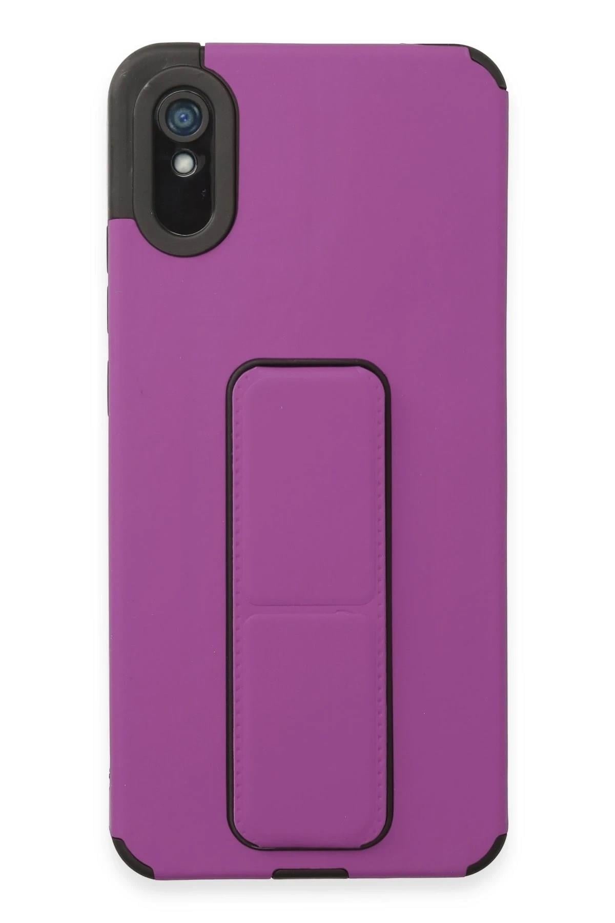 Mey İthalat®   Redmi 9A Kılıf Mega Standlı Silikon - Mor
