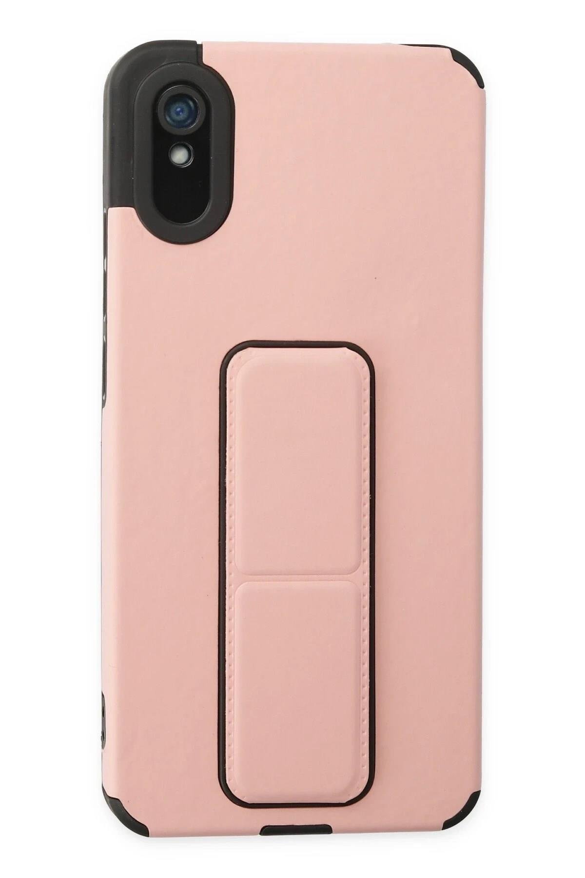 Mey İthalat®   Redmi 9A Kılıf Mega Standlı Silikon - Pudra