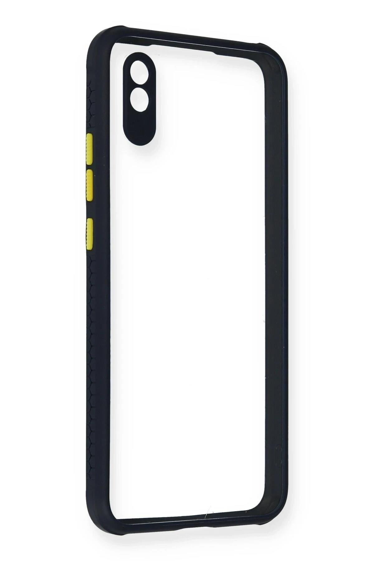 Mey İthalat®   Redmi 9A Kılıf Miami Şeffaf Silikon - Lacivert