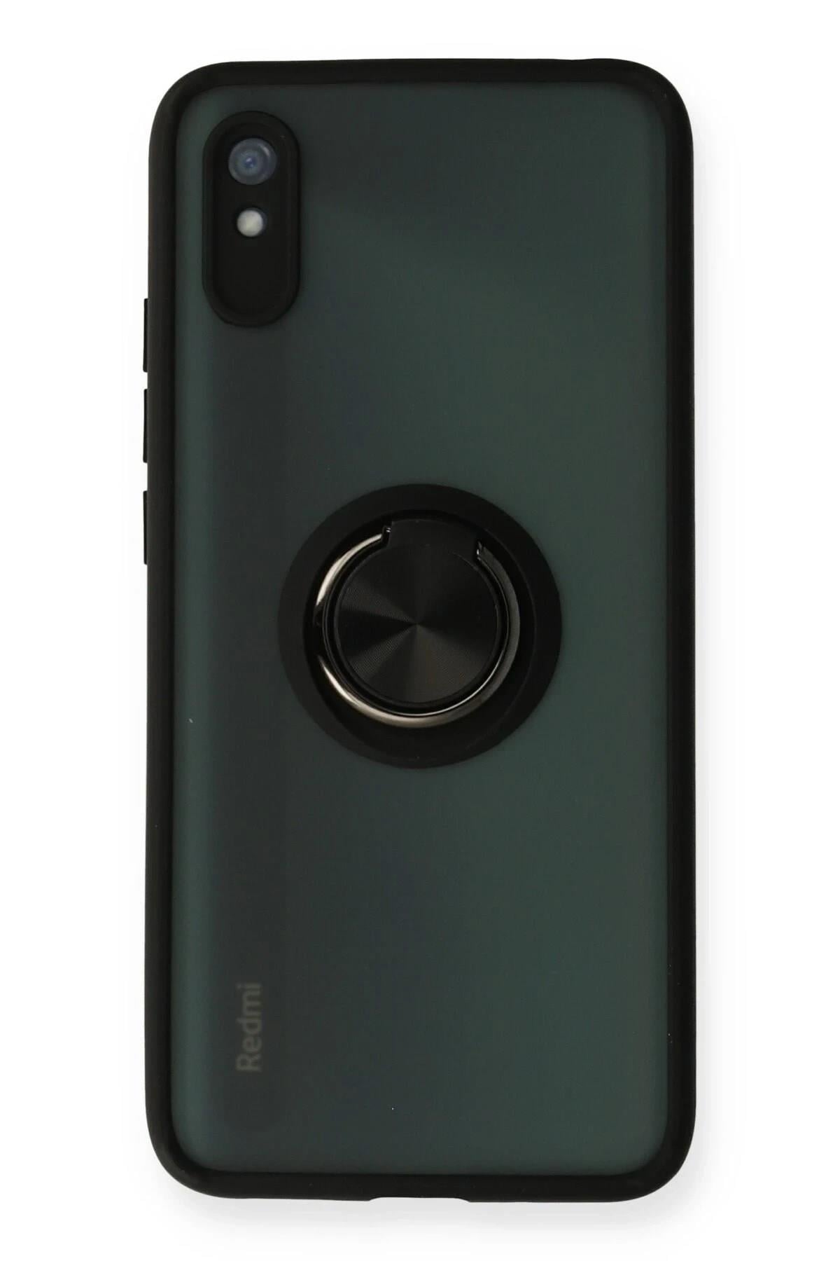 Mey İthalat®   Redmi 9A Kılıf Montreal Yüzüklü Silikon Kapak - Siyah