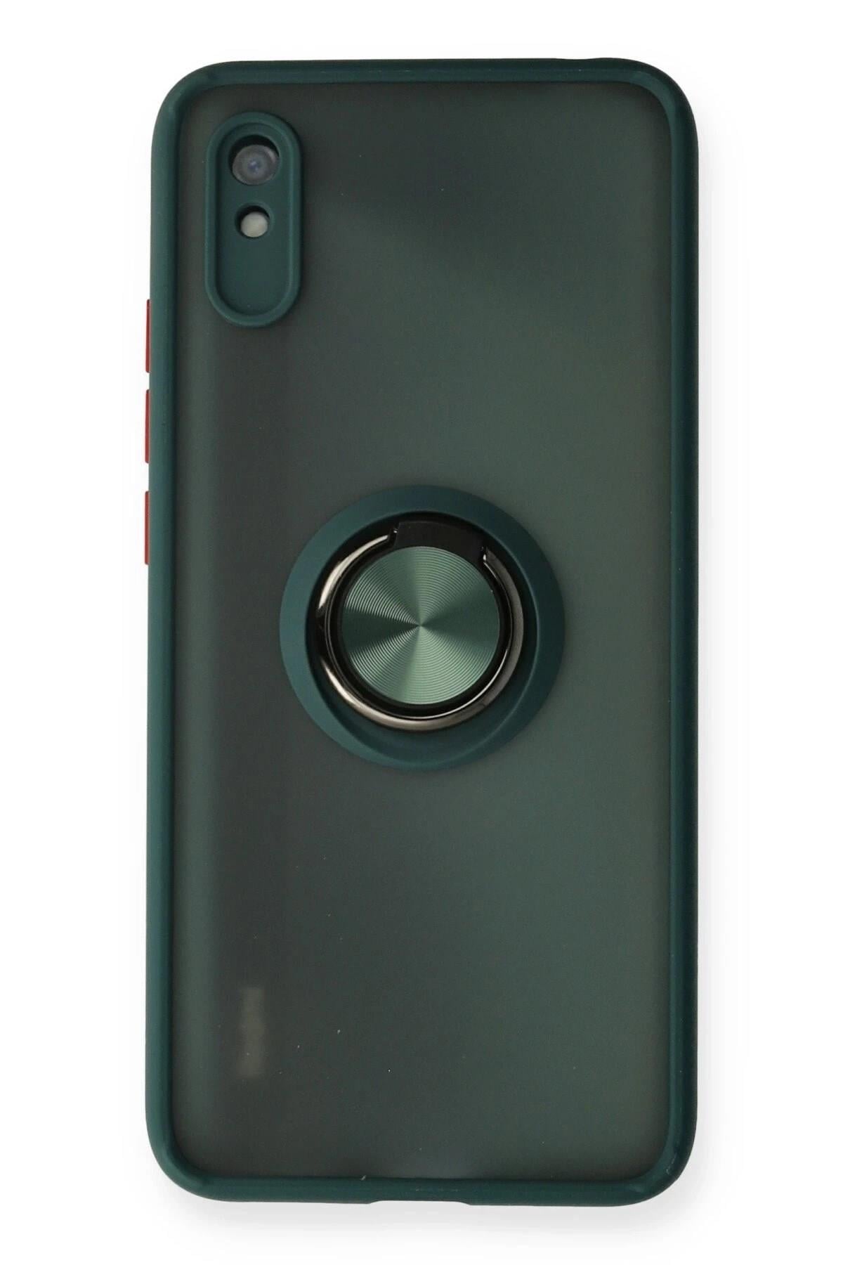Mey İthalat®   Redmi 9A Kılıf Montreal Yüzüklü Silikon Kapak - Yeşil