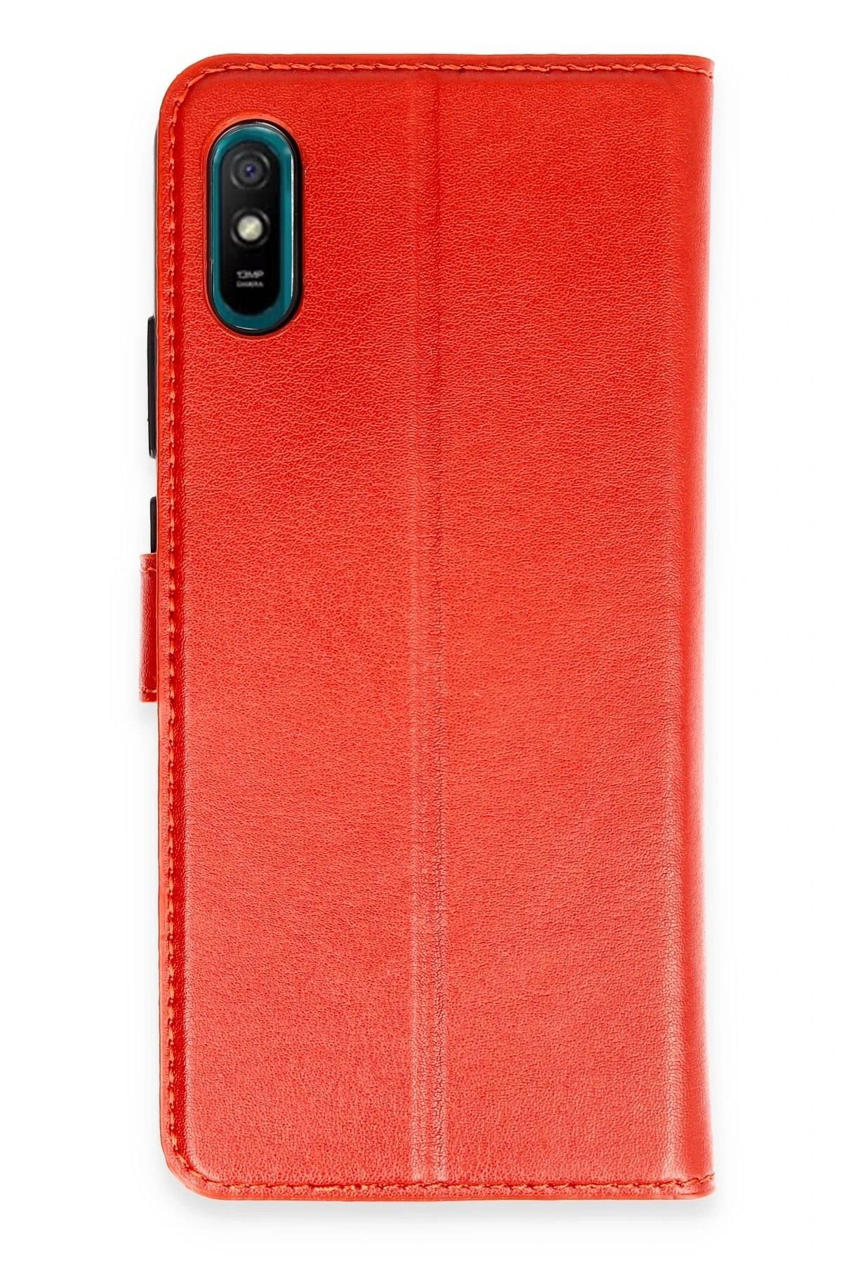 Mey İthalat®   Redmi 9A Kılıf Trend S Plus Kapaklı Kılıf - Kırmızı