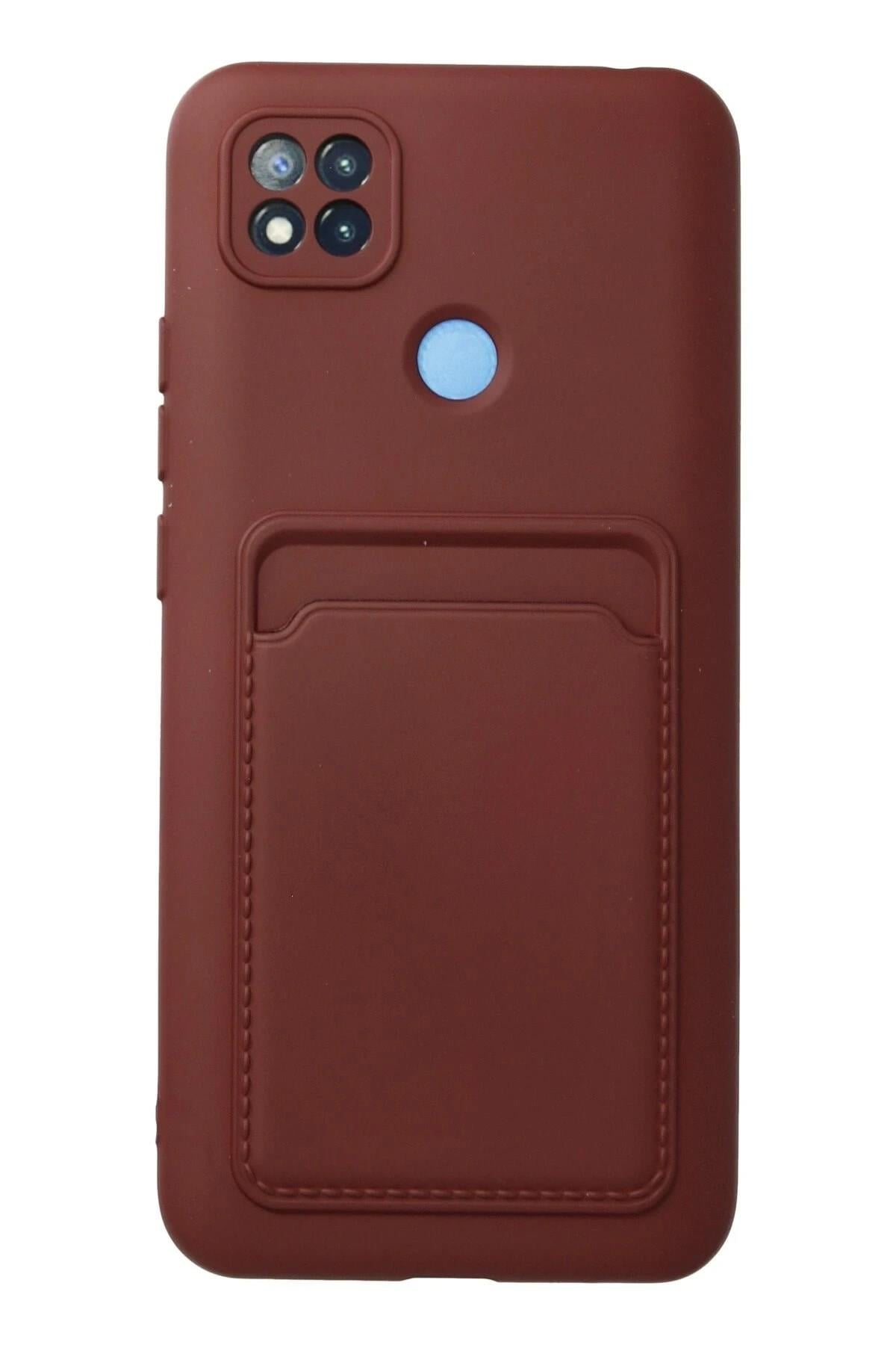 Mey İthalat®   Redmi 9C Kılıf Kelvin Kartvizitli Silikon - Bordo