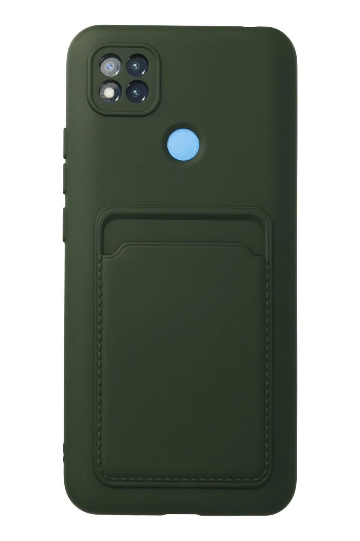 Mey İthalat®   Redmi 9C Kılıf Kelvin Kartvizitli Silikon - Koyu Yeşil