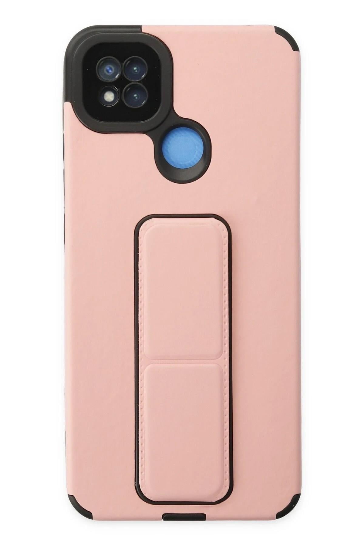 Mey İthalat®   Redmi 9C Kılıf Mega Standlı Silikon - Pudra