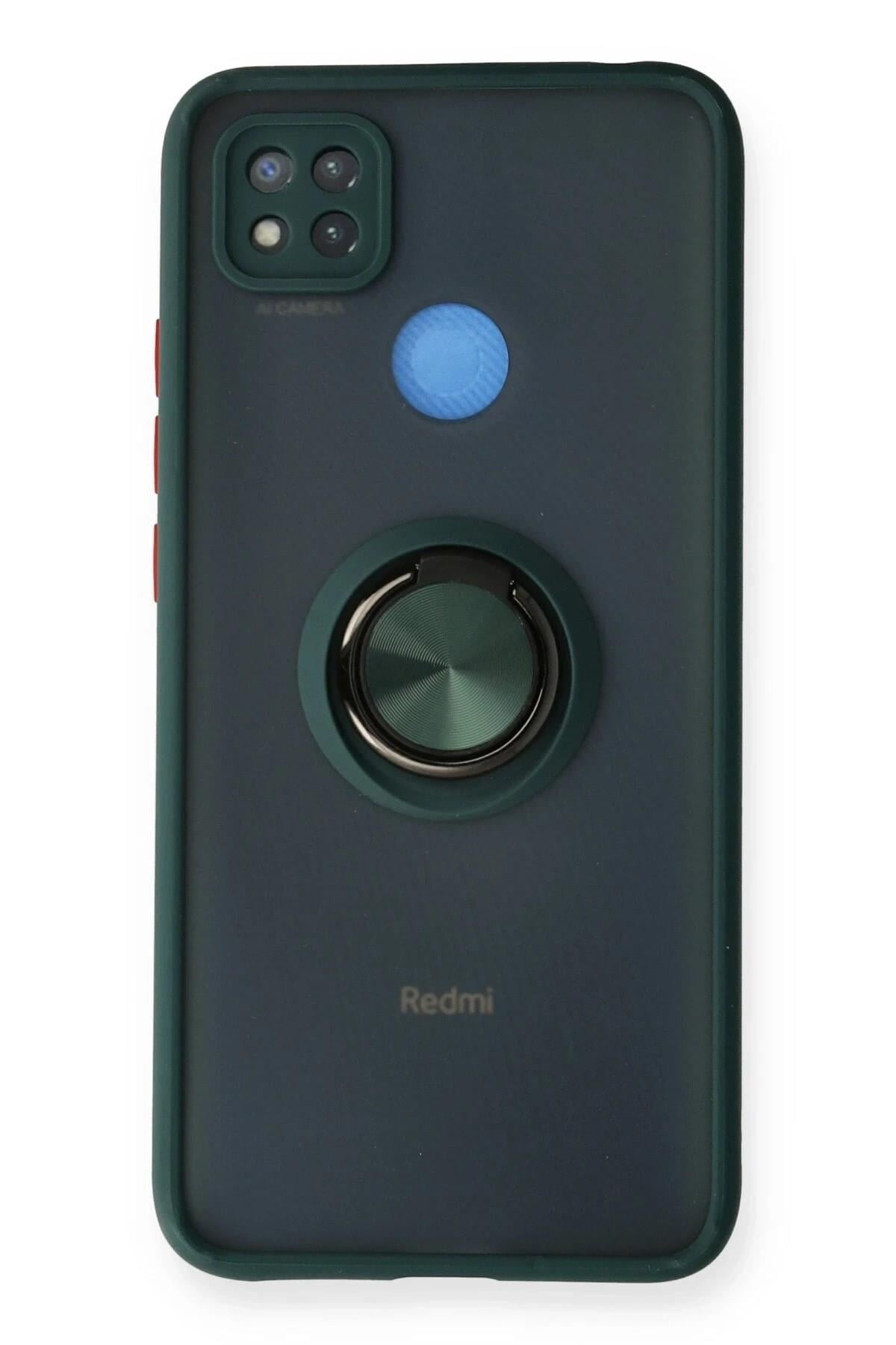 Mey İthalat®   Redmi 9C Kılıf Montreal Yüzüklü Silikon Kapak - Yeşil