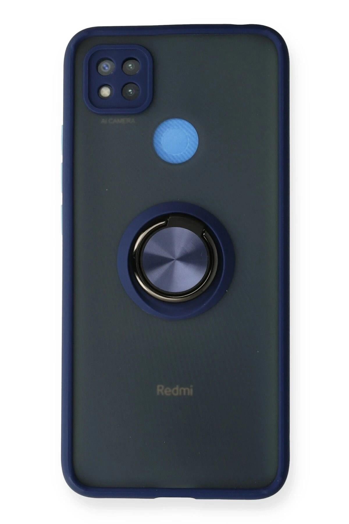 Mey İthalat®   Redmi 9C Kılıf Montreal Yüzüklü Silikon Kapak - Lacivert