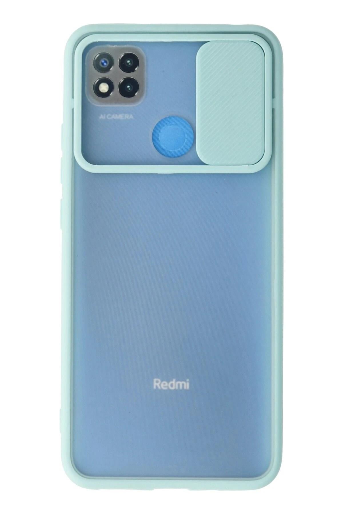 Mey İthalat®   Redmi 9C Kılıf Palm Buzlu Kamera Sürgülü Silikon - Turkuaz