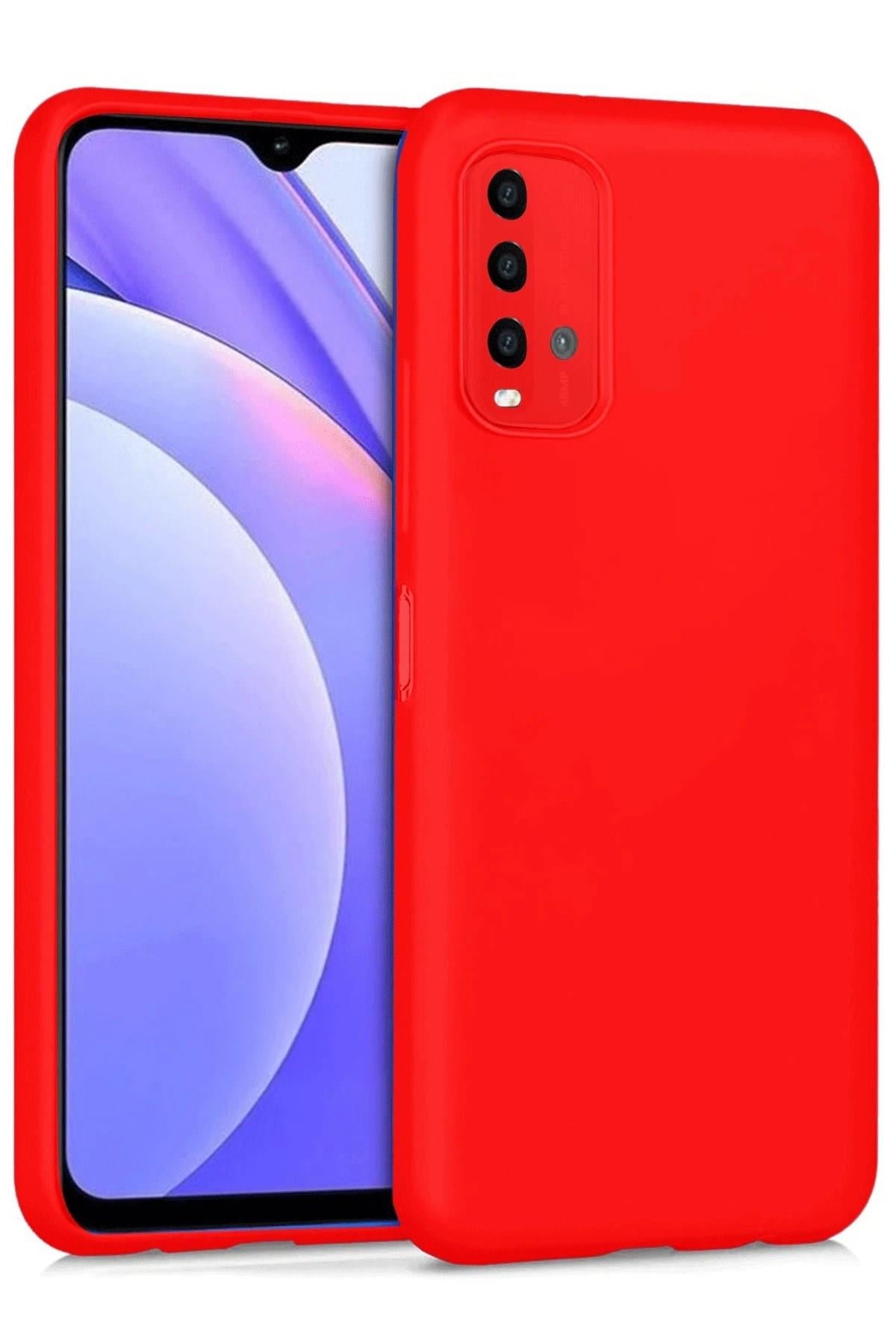 Mey İthalat®   Redmi 9T Kılıf Nano içi Kadife Silikon - Kırmızı