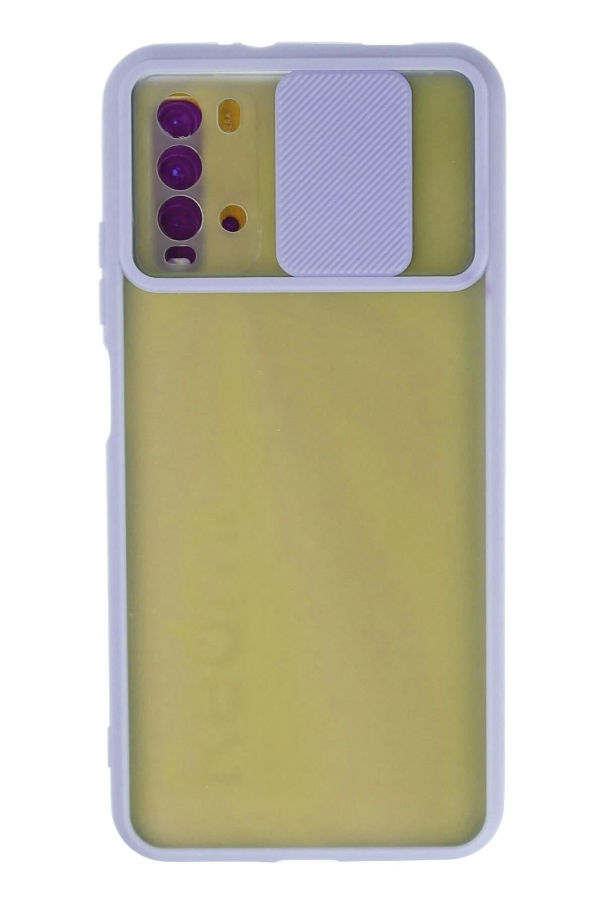 Mey İthalat®   Redmi 9T Kılıf Palm Buzlu Kamera Sürgülü Silikon - Lila