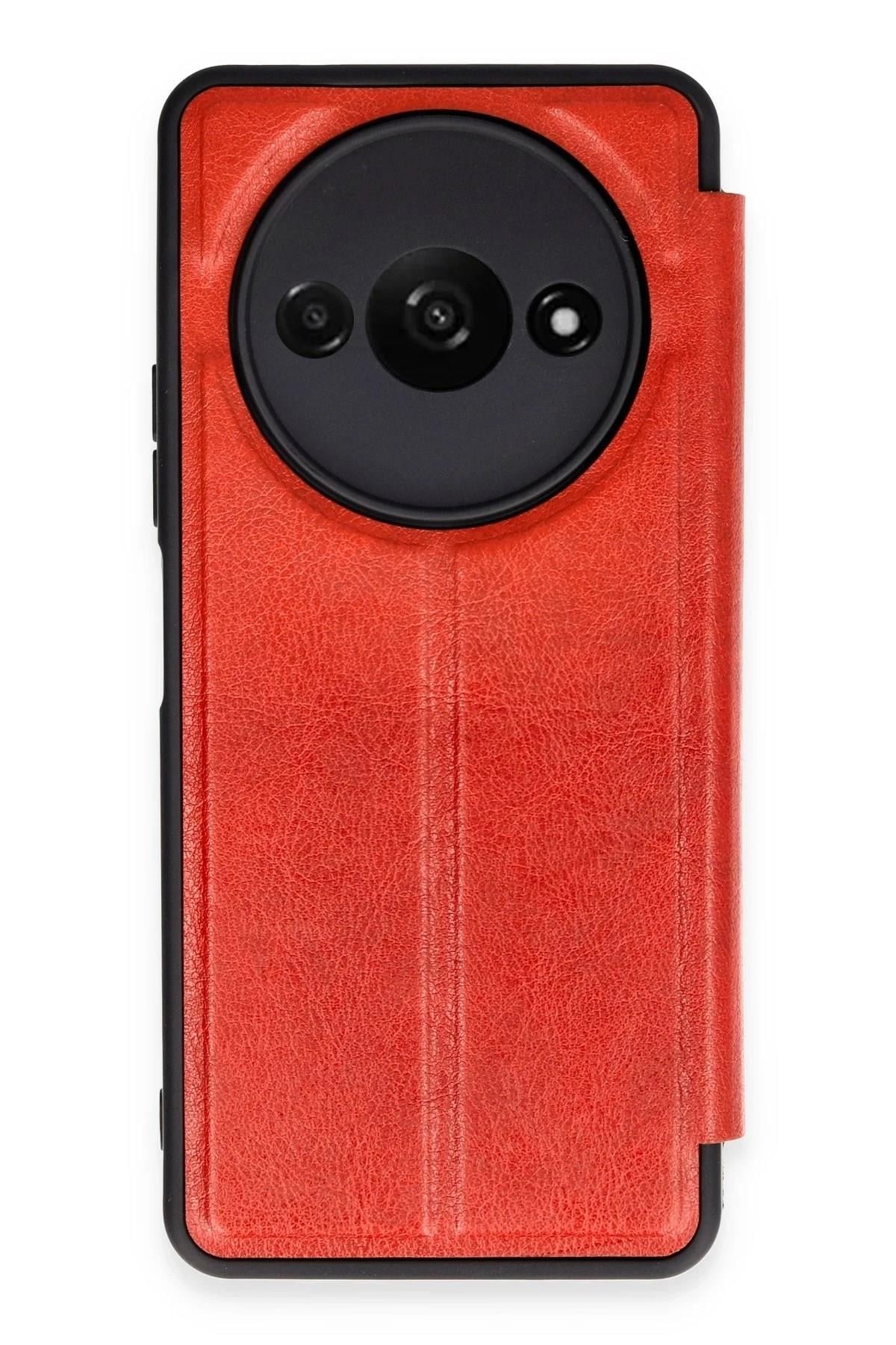 Mey İthalat®   Redmi A3 4G Kılıf Flip Cover - Kırmızı
