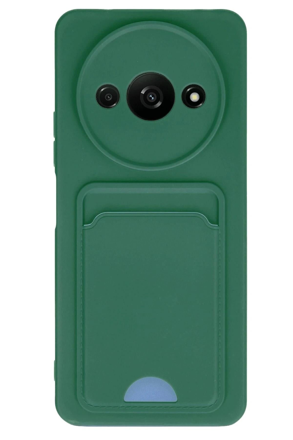 Mey İthalat®   Redmi A3 4G Kılıf Kelvin Kartvizitli Silikon - Koyu Yeşil