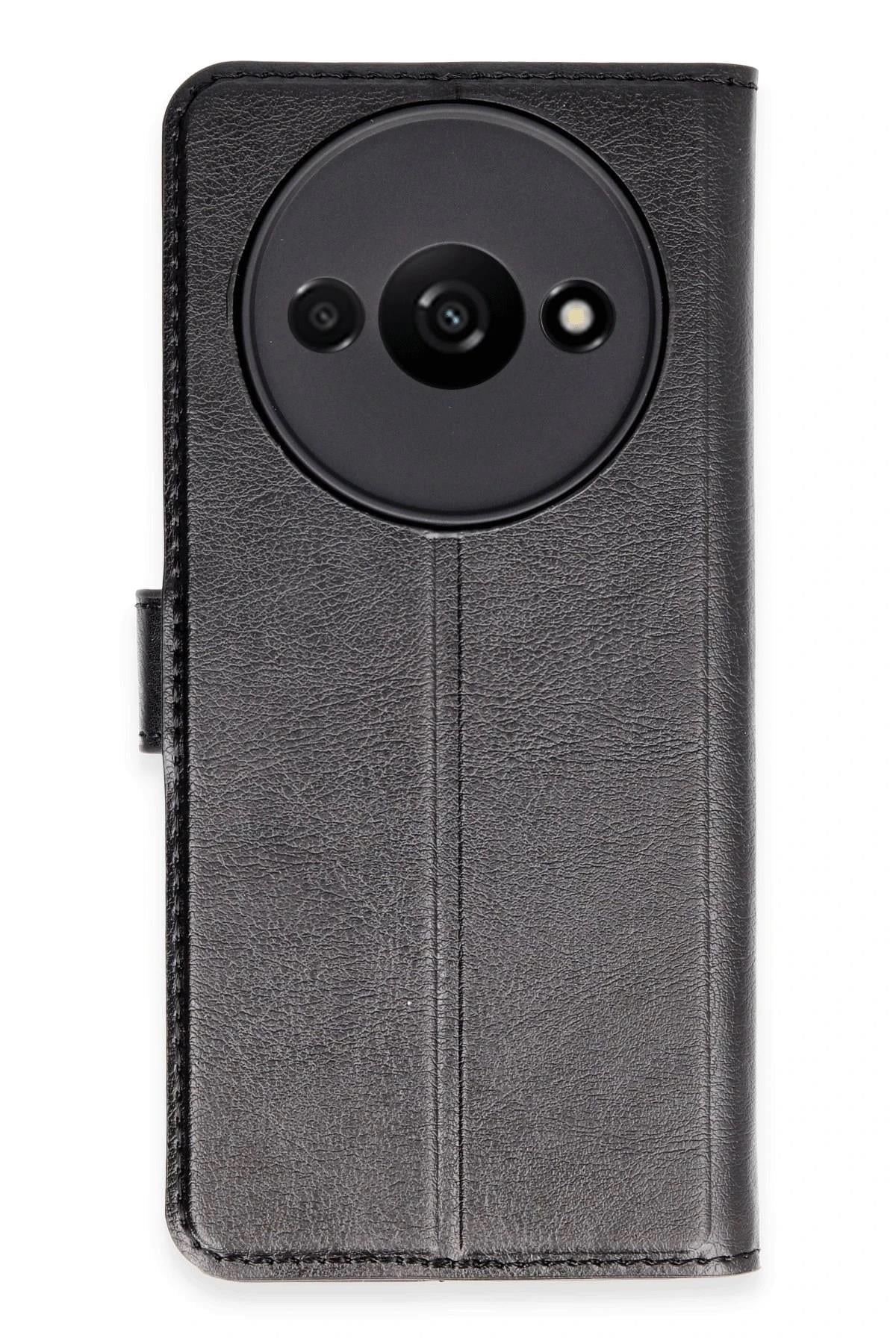 Mey İthalat®   Redmi A3 4G Kılıf Trend S Plus Kapaklı Kılıf - Siyah
