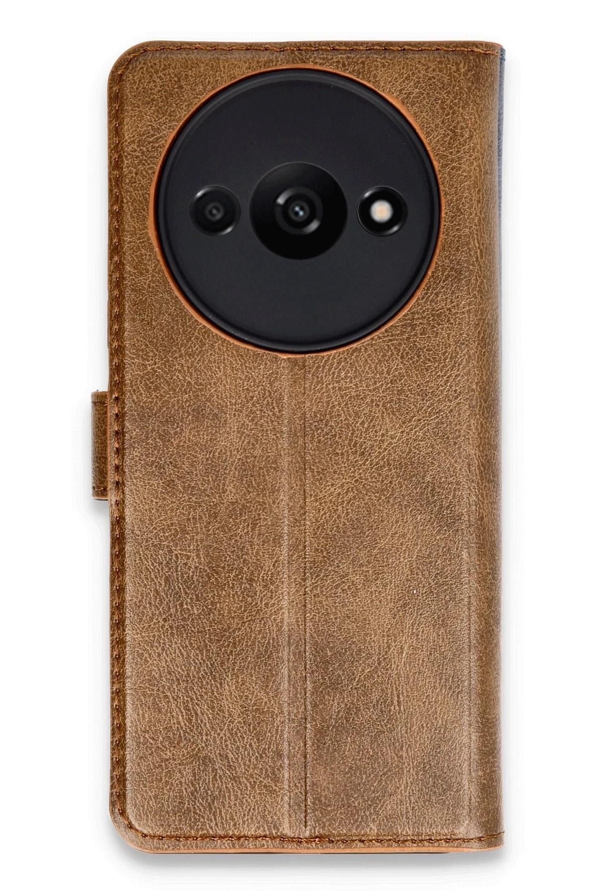Mey İthalat®   Redmi A3 4G Kılıf Trend S Plus Kapaklı Kılıf - Taba