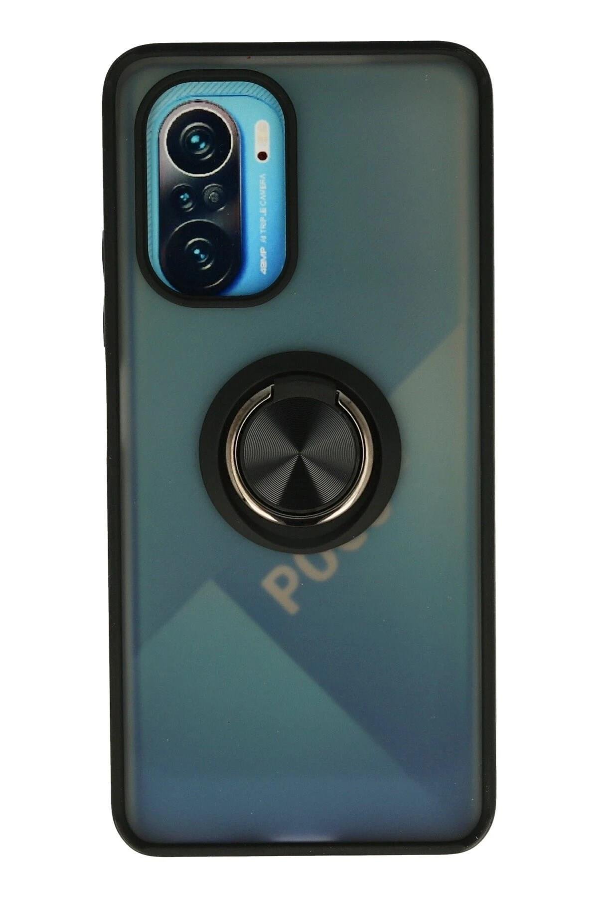 Mey İthalat®   Redmi K40 Kılıf Montreal Yüzüklü Silikon Kapak - Siyah