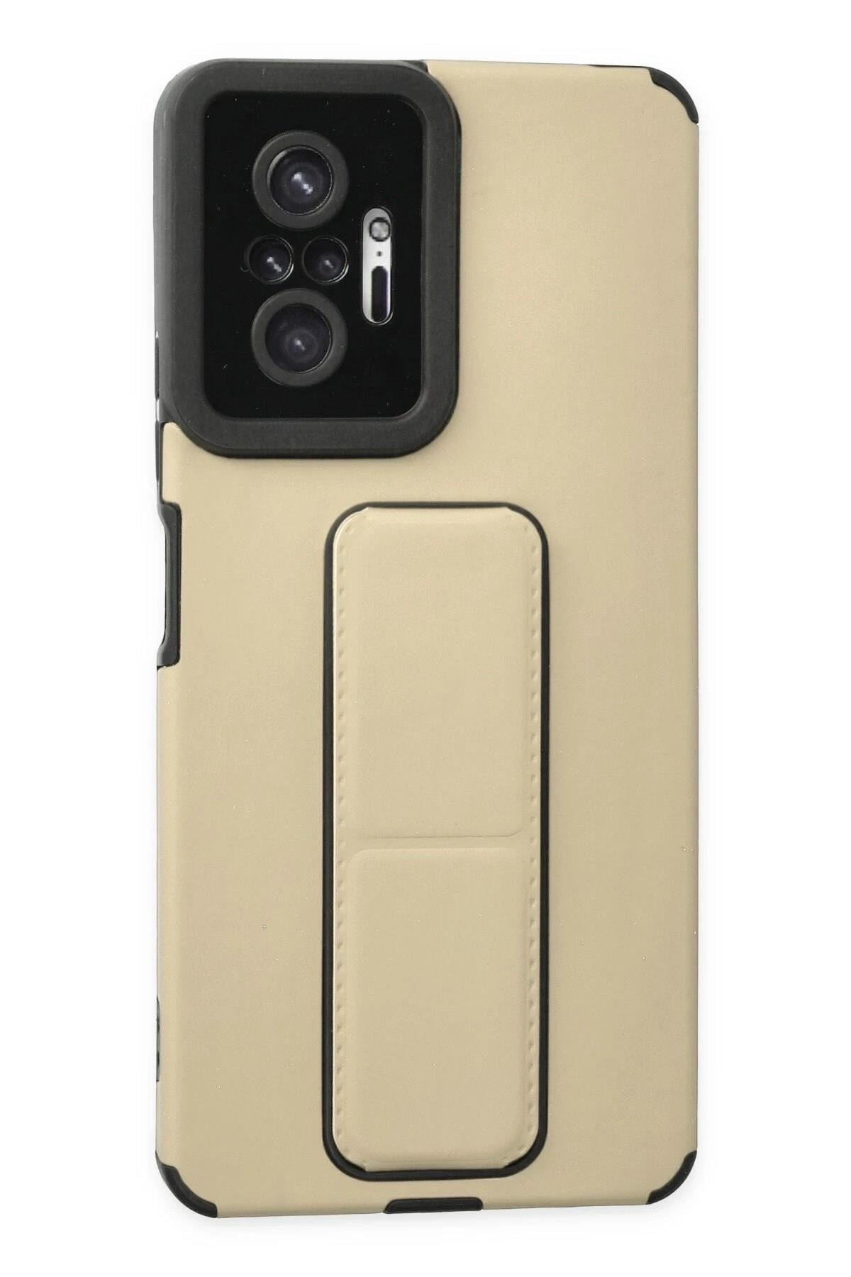 Mey İthalat®   Redmi Note 10 Pro Kılıf Mega Standlı Silikon - Gold