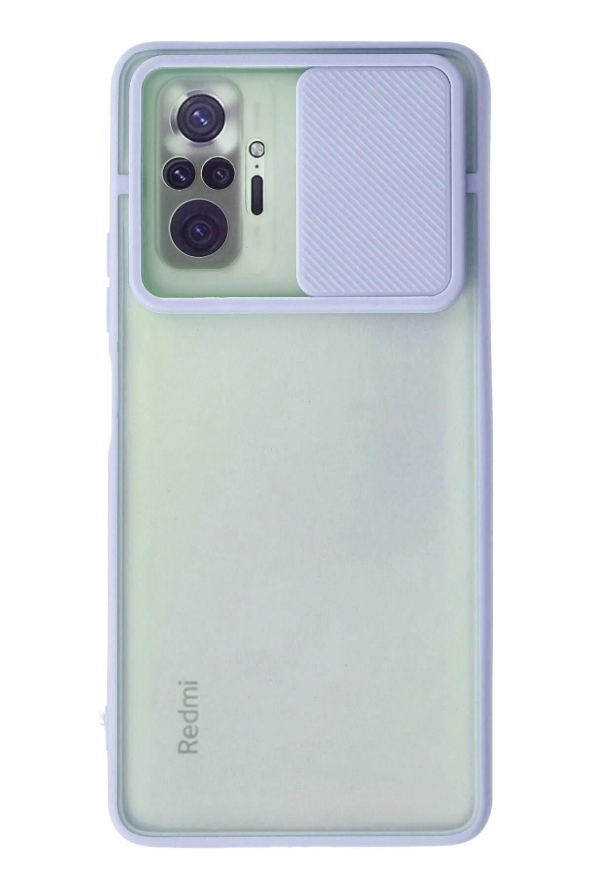 Mey İthalat®   Redmi Note 10 Pro Kılıf Palm Buzlu Kamera Sürgülü Silikon - Lila