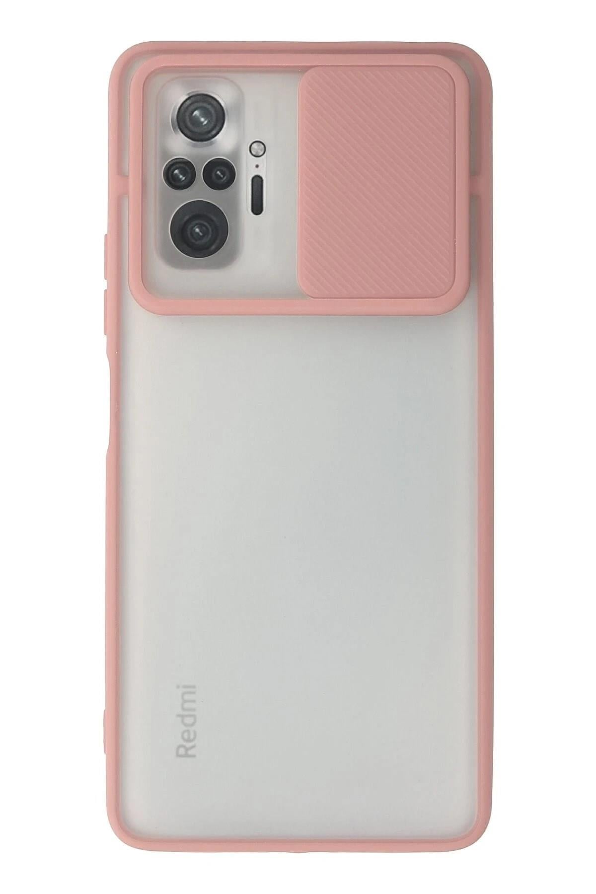 Mey İthalat®   Redmi Note 10 Pro Kılıf Palm Buzlu Kamera Sürgülü Silikon - Pembe